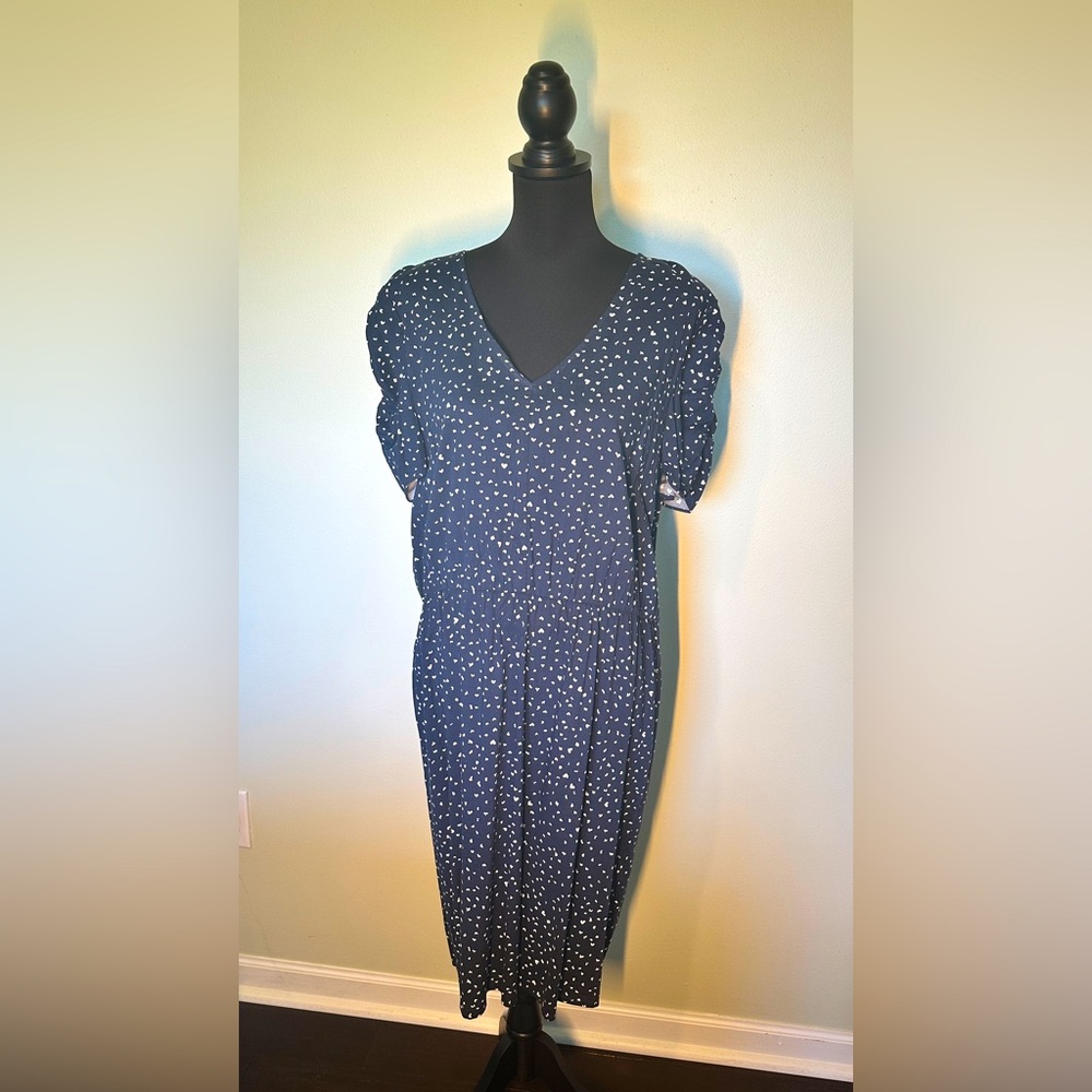 Banana Republic Navy and White Midi Dress